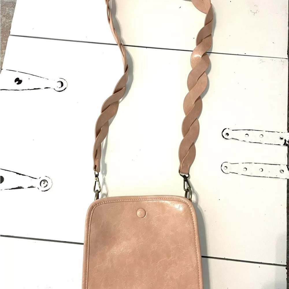 Anthropologie Bette Blush Crossbody Purse w/ Braided Strap